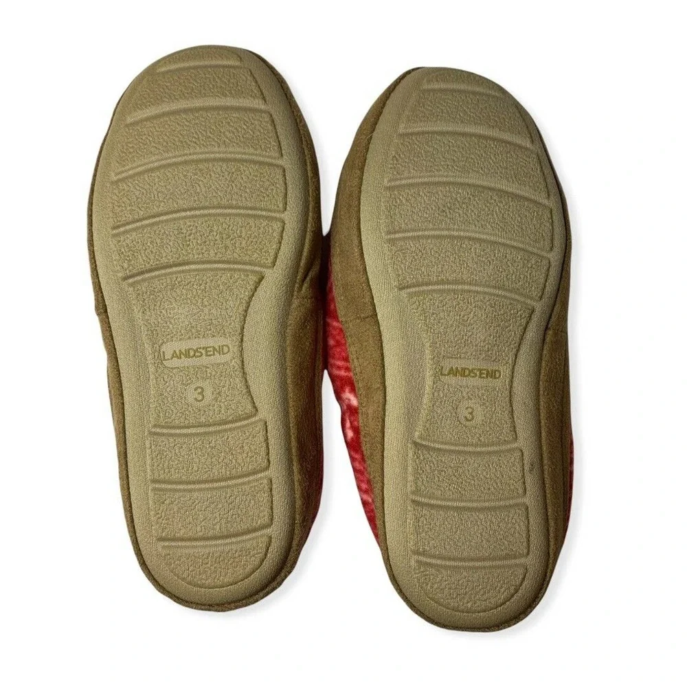 Lands End Red Fair Isle Scuff Slip On‎ Slipper Size 3